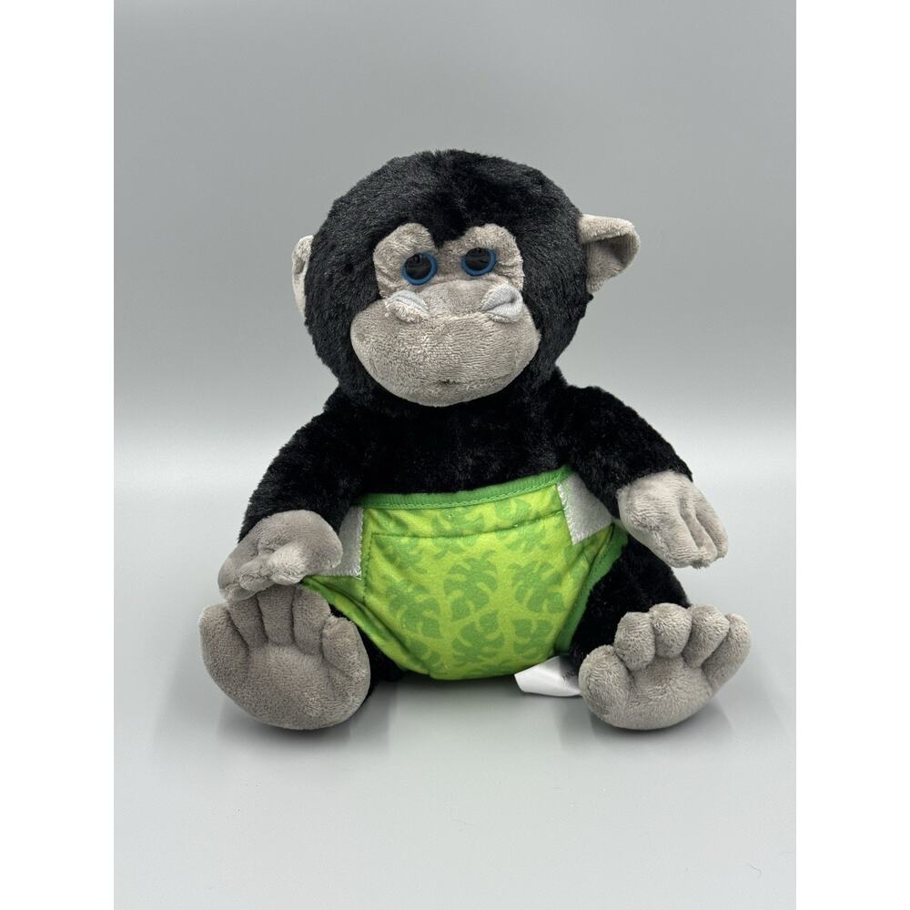 Melissa & Doug Baby Gorilla Monkey Chimp Black Plush 10” Removable Green Diaper
